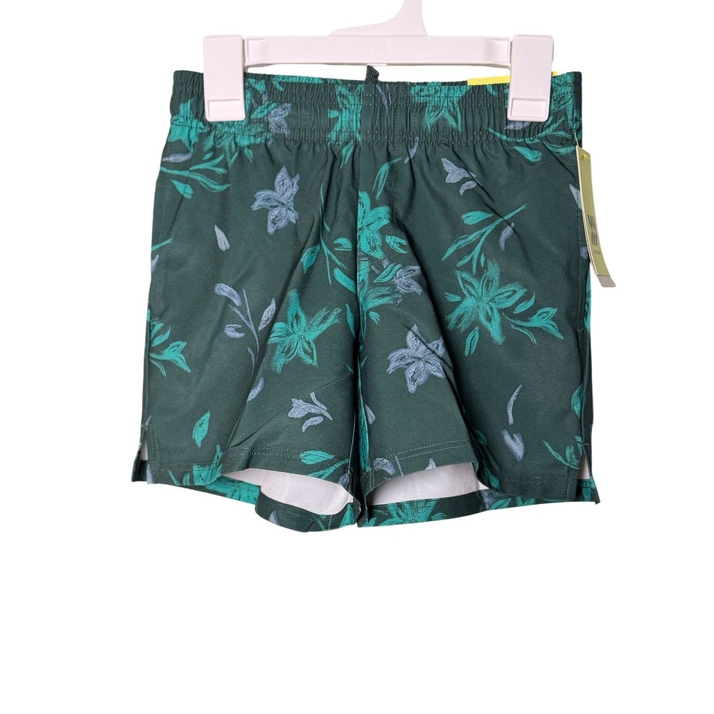 All in Motion Boys Floral Travel Shorts‎ Green UV Protection Small 6/7 New
